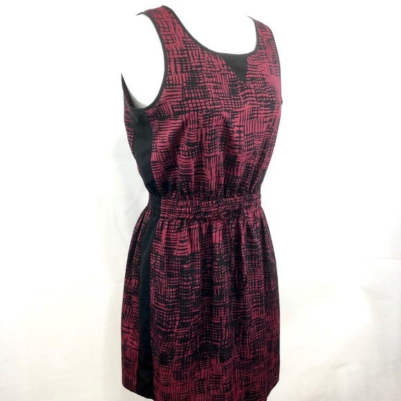 Lucky Brand Geo Print Tank Dress Burgundy Black M - Picture 1 of 8